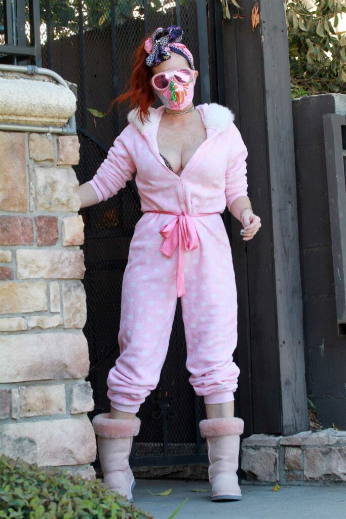 Phoebe Price in a Pink Polka Dot Jumpsuit