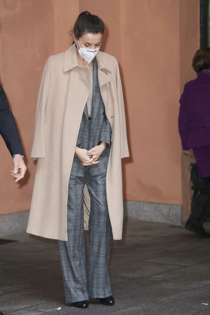 Queen Letizia of Spain in a Beige Coat