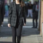 Queen Letizia of Spain in a Black Outfit Attends a Meeting at FEDER Offices in Madrid