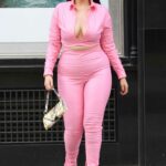 Amel Rachedi in a Pink Two Piece Was Seen Out in in Mayfair, London