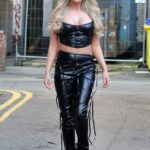 Chloe Crowhurst in a Black Top Arrives at a Mirror Image Style Photoshoot in Manchester