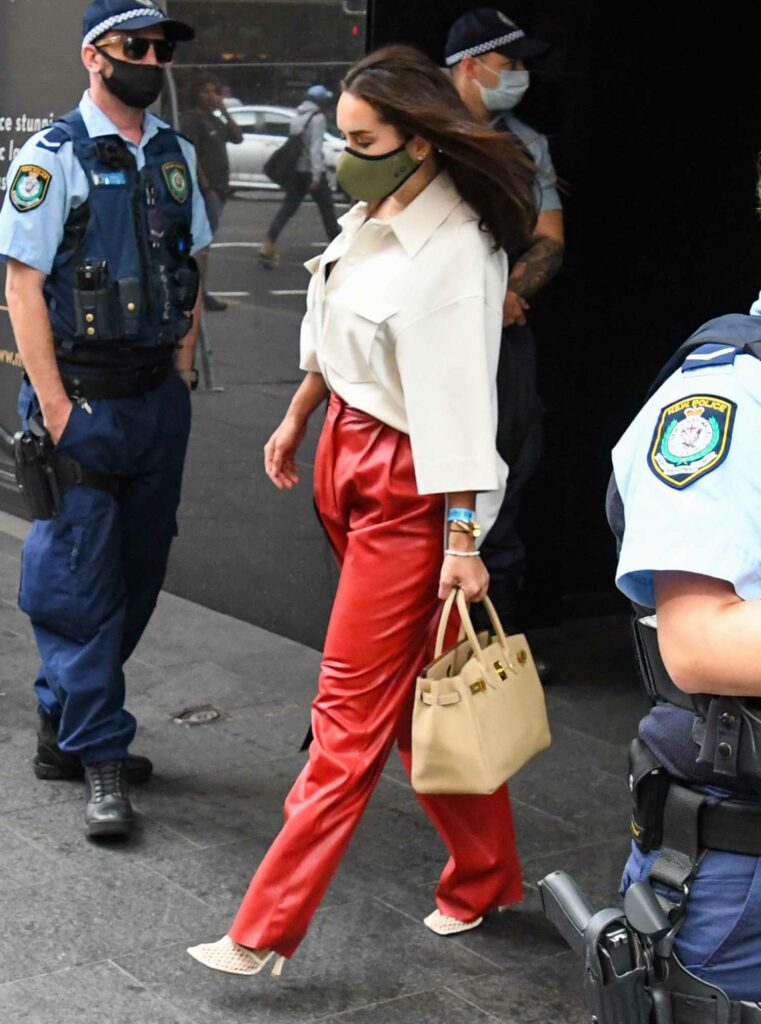Elena Ora in a Red Pants