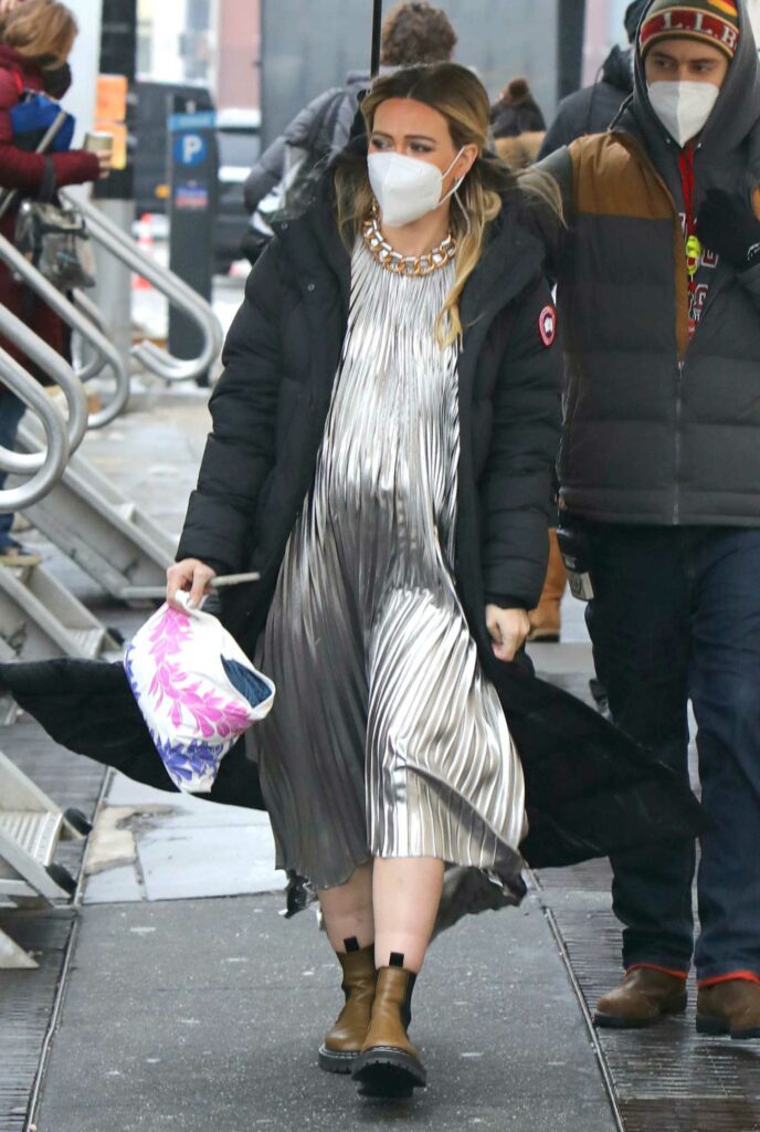 Hilary Duff in a Black Puffer Coat