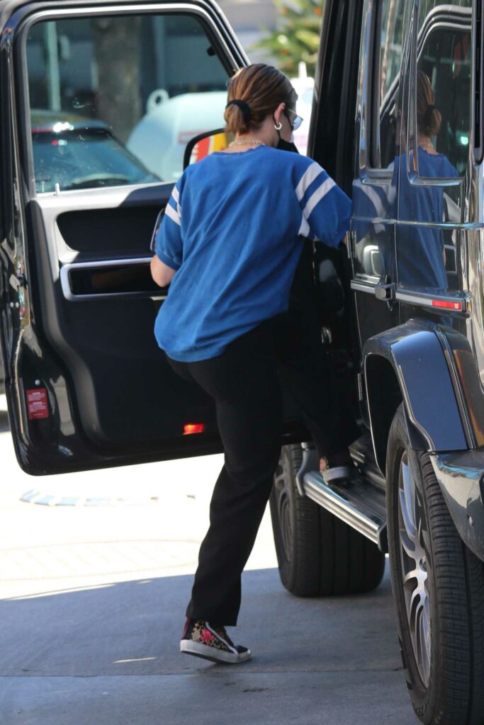 Lucy Hale in a Blue Tee