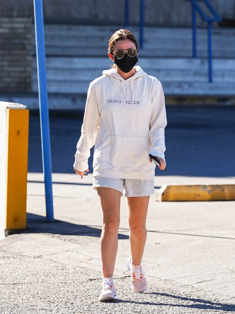 Lucy Hale in a White Hoodie