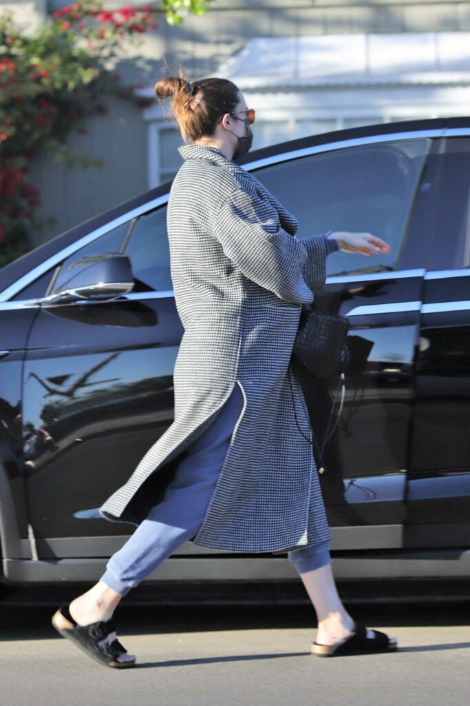 Mandy Moore in a Grey Coat