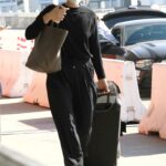 Maria Sharapova in a Black Outfit Arrives at LAX Airport in LA