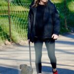 Nicole Appleton in a Black Leggings Walks Her Dog in the Park in London