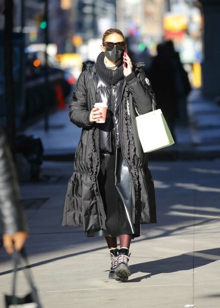 Olivia Palermo in a Black Puffer Coat