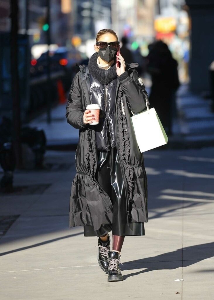 Olivia Palermo in a Black Puffer Coat
