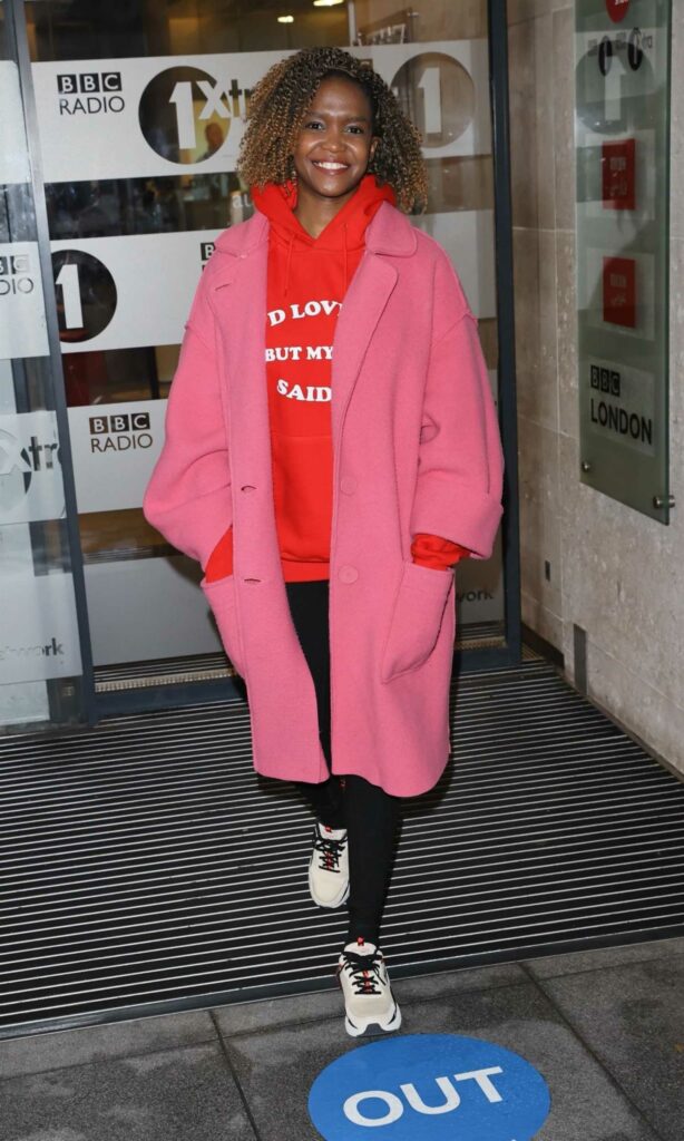 Oti Mabuse in a Pink Coat