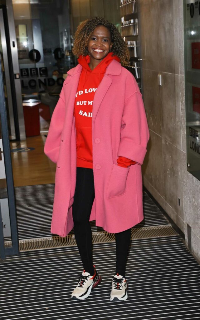 Oti Mabuse in a Pink Coat