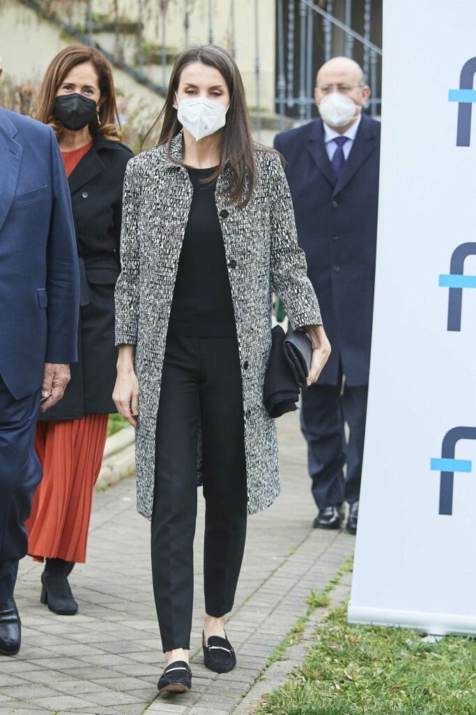 Queen Letizia of Spain in a Grey Coat