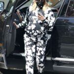 Ashley Tisdale in a Black and White Camo Sweatsuit Stops for a Smoothie in Beverly Hills