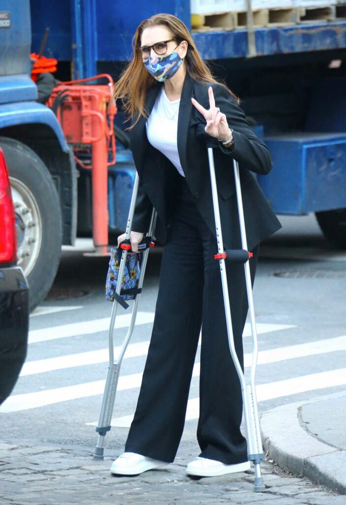 Brooke Shields on Crutches