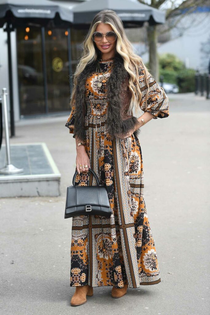 Chloe Sims in a Floral Dress