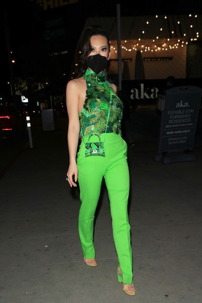 Christine Chiu in a Neon Green Outfit