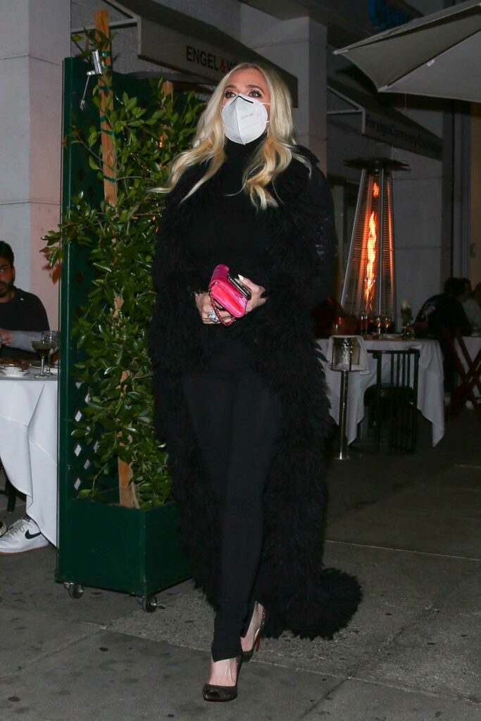 Erika Girardi in a Black Fur Coat