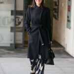 Janette Manrara in a Black Coat Arrives at Morning Live Strictly Fitness in London