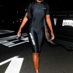Justine Skye in a Black Outfit Arrives at The Nice Guy in West Hollywood