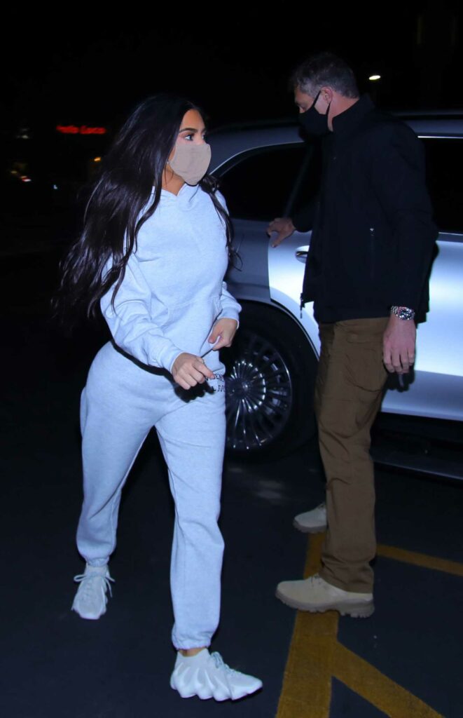 Kim Kardashian in a Grey Sweatsuit