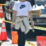 Minka Kelly in a White Cap Goes for a Hike in Los Angeles