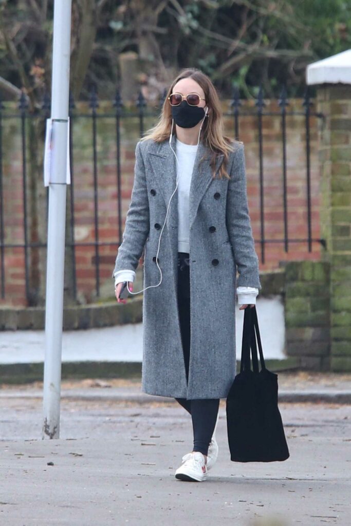Olivia Wilde in a Grey Coat