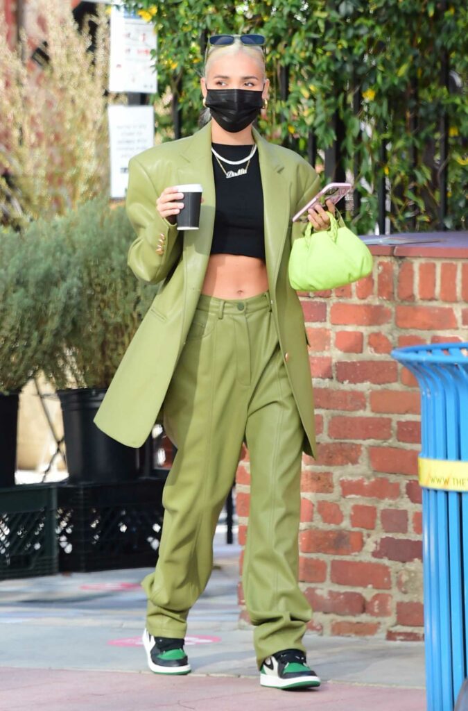 Pia Mia in a Green Suit