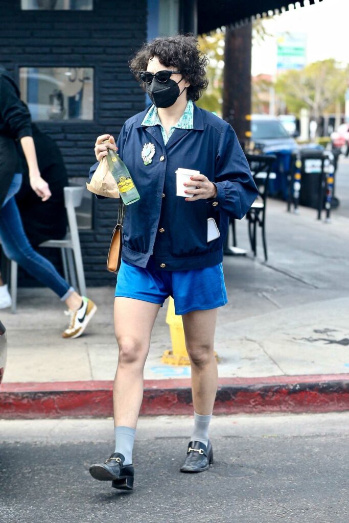Alia Shawkat in a Blue Shorts