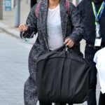 Angela Griffin in a Grey Coat Was Seen Out in Manchester