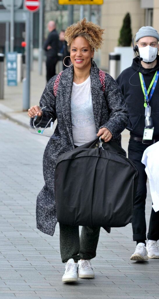 Angela Griffin in a Grey Coat