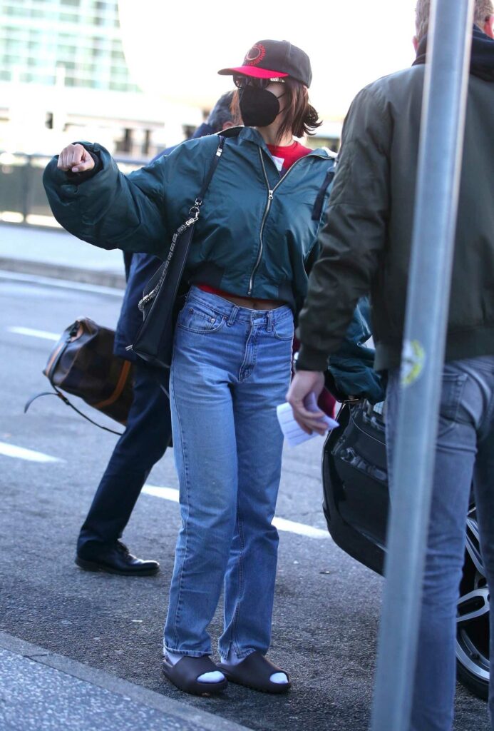 Bella Hadid in a Green Jacket