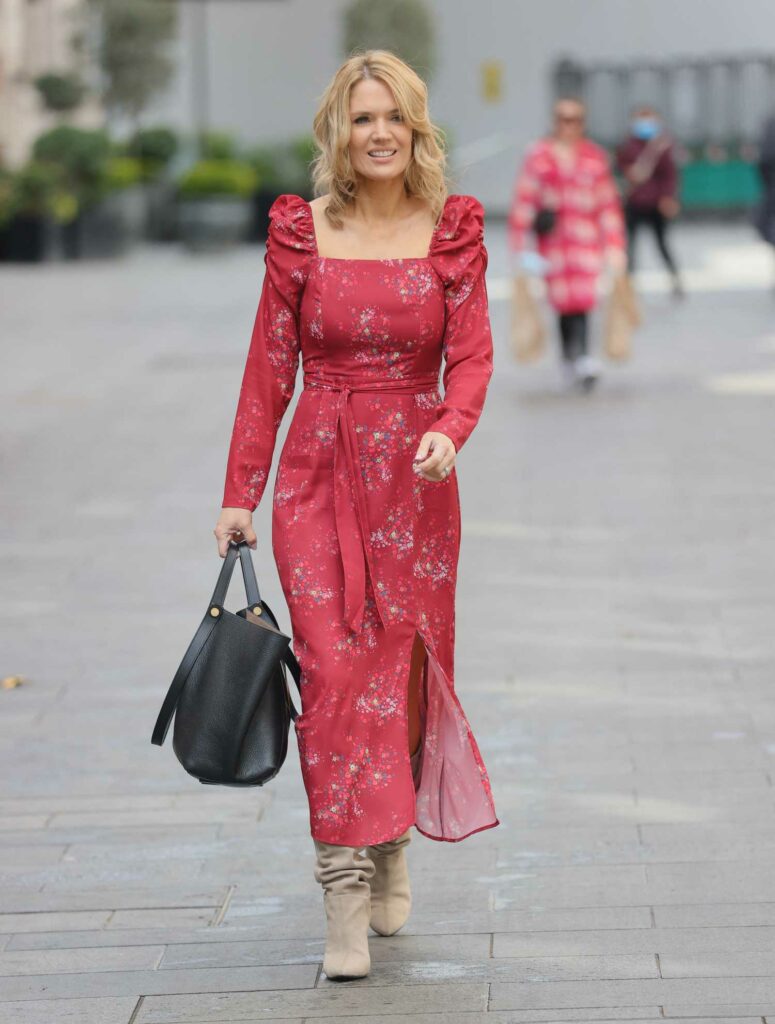 Charlotte Hawkins in a Floral Red Dress