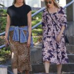 Dannii Minogue in a Floral Dress Steps Out on a Walk with a Gal Pal in Melbourne