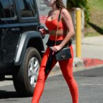 Hannah Ann Sluss in a Red Workout Ensemble Was Seen Out in Los Angeles