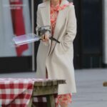 Holly Willoughby in a Beige Coat Presents ITV This Morning Outdoors in London