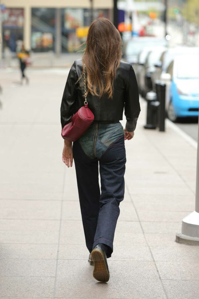 Irina Shayk in a Black Leather Jacket