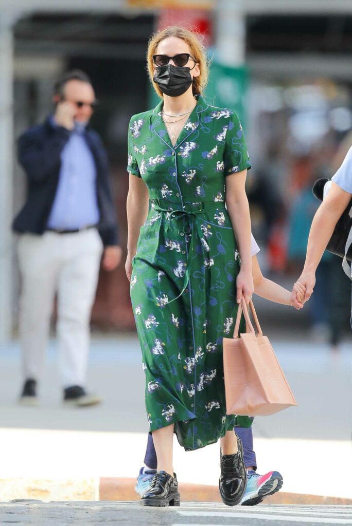 Jennifer Lawrence in a Green Dress