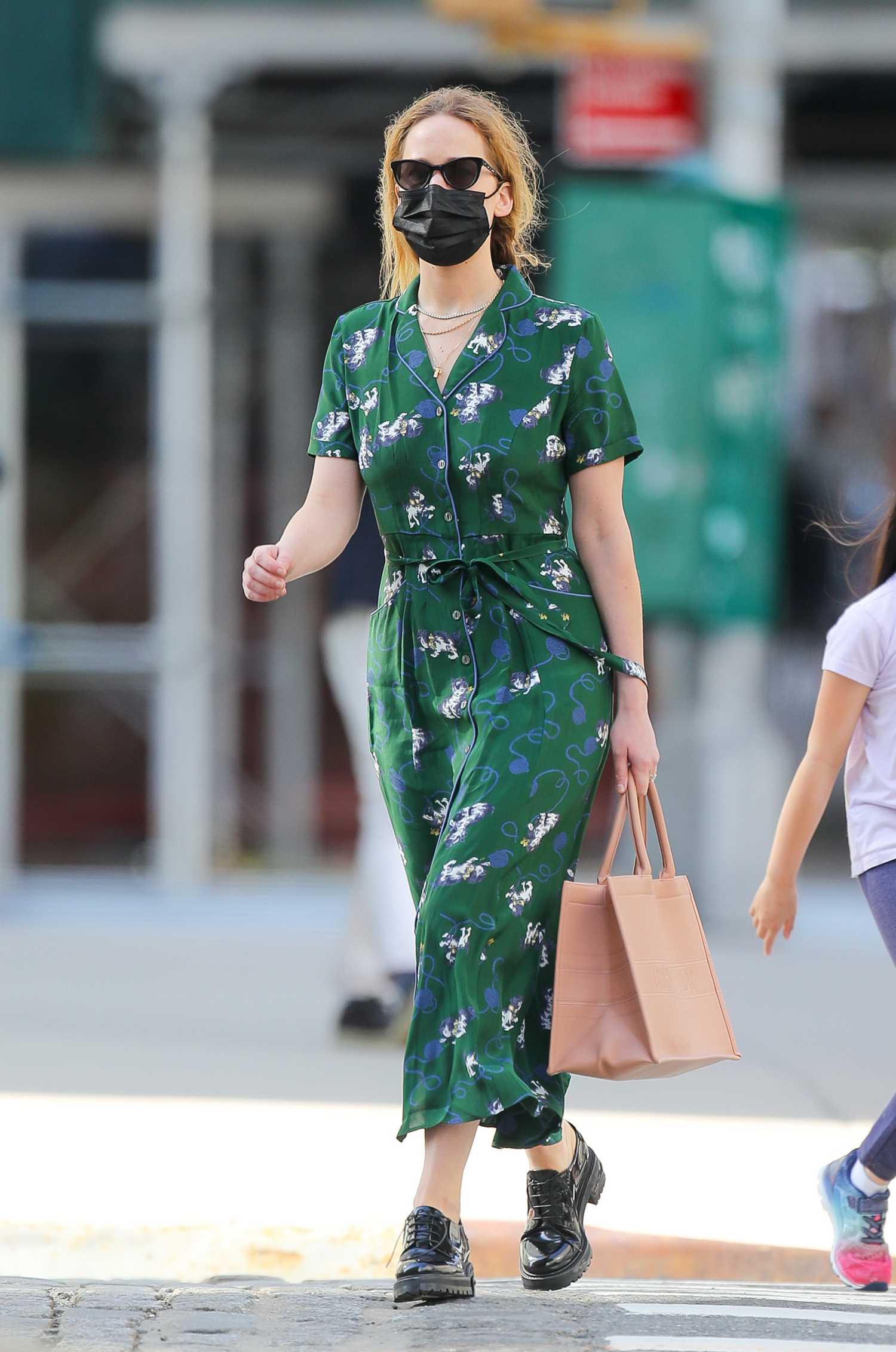 Jennifer Lawrence in a Green Dress Was Spotted Out in Tribeca, New York ...