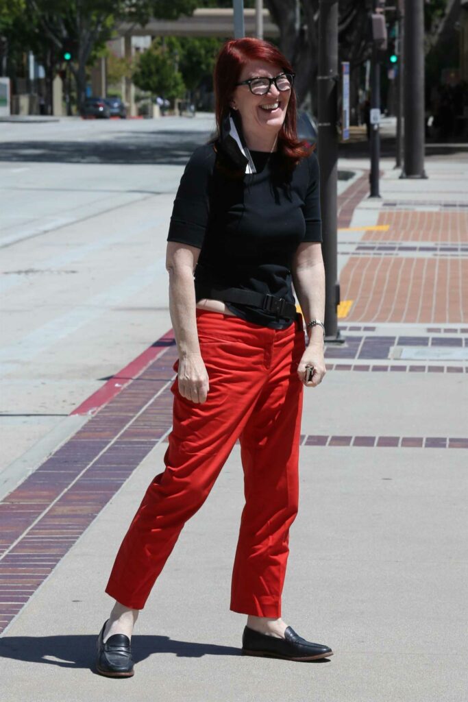 Kate Flannery in a Red Pants