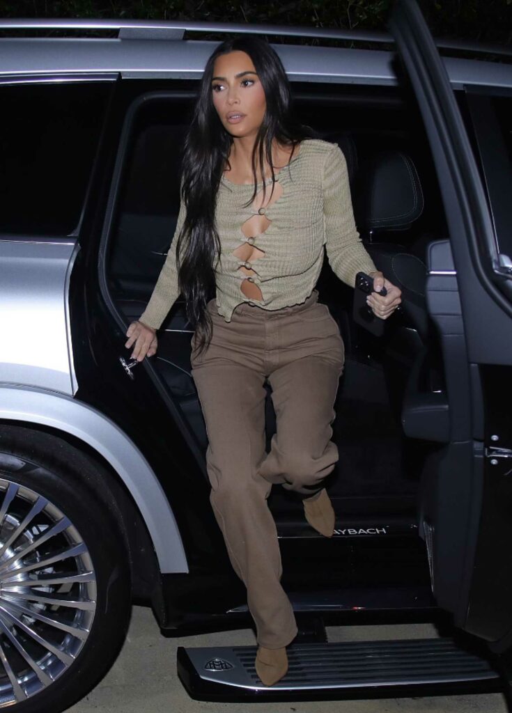 Kim Kardashian in a Brown Pants