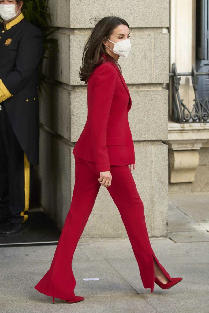Queen Letizia of Spain in a Red Suit