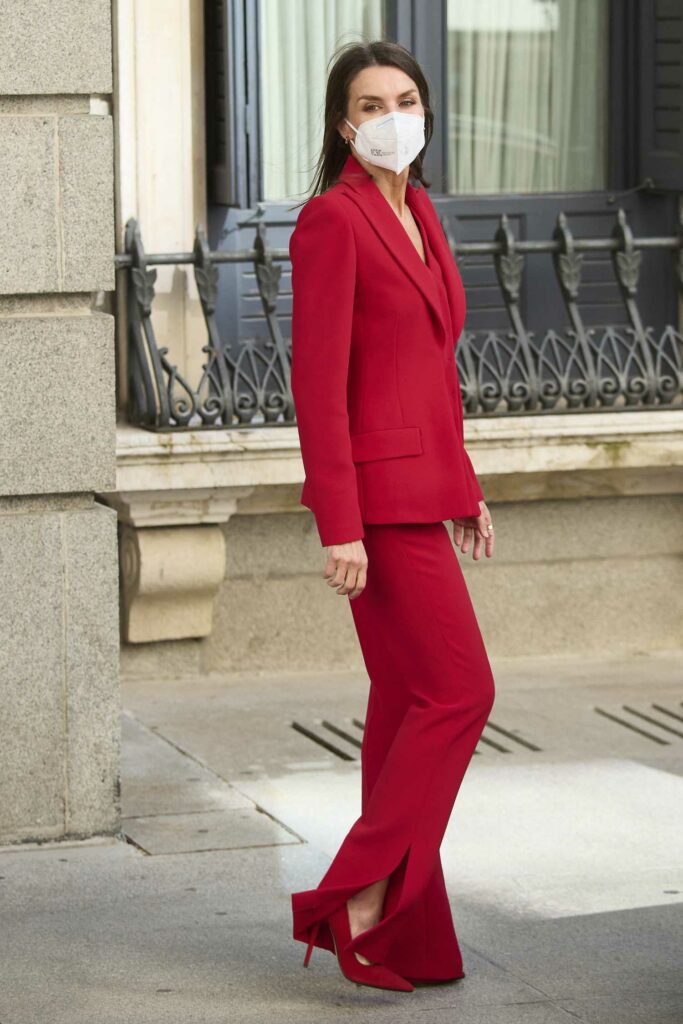 Queen Letizia of Spain in a Red Suit
