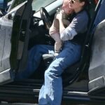 Rooney Mara in a Blue Jeans Arrives at Her Sister’s House with Her Baby Son River in Los Angeles