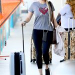 Shanna Moakler in a Grey Tee Arrives at LAX Airport in Los Angeles