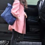 Sophie Ellis-Bextor in a Pink Coat Arrives for the Filming of Name that Tune in Manchester