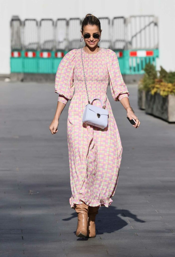 Vogue Williams in a Plaid Summer Dress