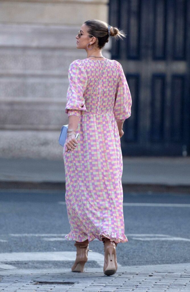 Vogue Williams in a Plaid Summer Dress
