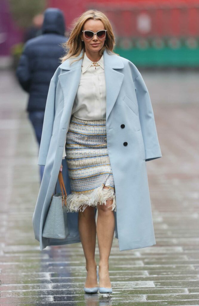 Amanda Holden in a Light Blue Coat