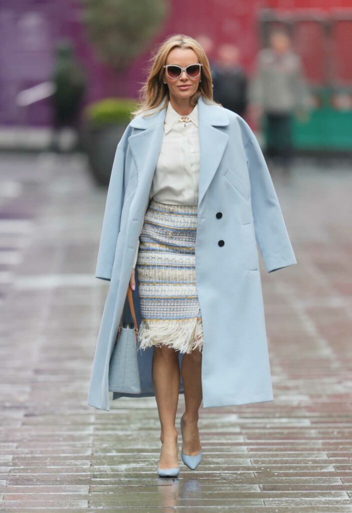 Amanda Holden in a Light Blue Coat